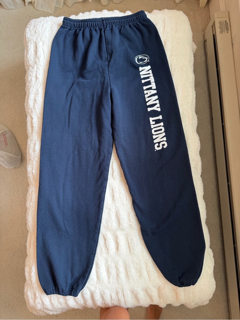 Gildan Navy Sweatpants with White Nittany Lions Logo Size M
